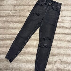 American Eagle Outfitters Black Ripped Skinny Jeans